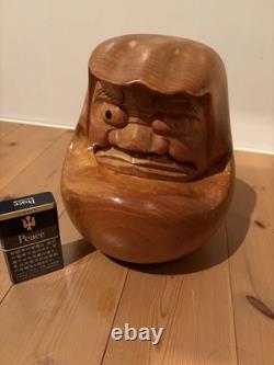 Japanese Daruma Doll in Carved Wood Decorative Folk Art Object