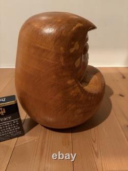Japanese Daruma Doll in Carved Wood Decorative Folk Art Object