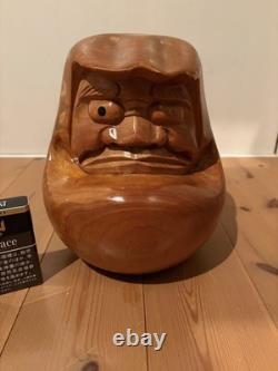 Japanese Daruma Doll in Carved Wood Decorative Folk Art Object
