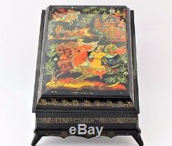 Jewelry Box Collection 25x17 Miniature Lacquered Palekh Hand Painted Signed