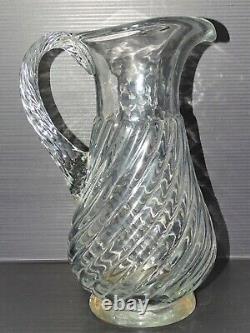 LARGE CIDER PITCHER GLASS Blown/Molded Twisted XVIII Normandy Cider Jug