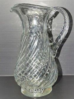 LARGE CIDER PITCHER GLASS Blown/Molded Twisted XVIII Normandy Cider Jug