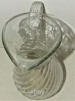 LARGE CIDER PITCHER GLASS Blown/Molded Twisted XVIII Normandy Cider Jug