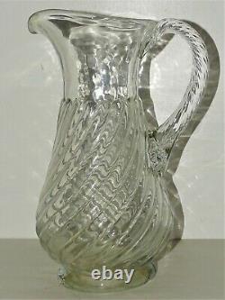 LARGE CIDER PITCHER GLASS Blown/Molded Twisted XVIII Normandy Cider Jug