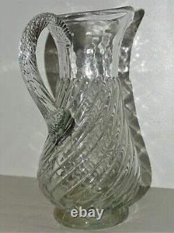 LARGE CIDER PITCHER GLASS Blown/Molded Twisted XVIII Normandy Cider Jug