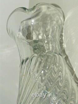 LARGE CIDER PITCHER GLASS Blown/Molded Twisted XVIII Normandy Cider Jug