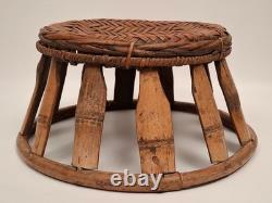 Laotian Bamboo and Rattan Stool / Laos, Early 1900s / Asian (Décoretout31)