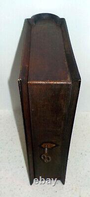 Large 19th century wooden box with monogrammed P. W. Cartouche and Key