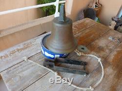 Large Bronze Bell, 10 KG Marking, With Its Stirrup, Xix, Nice Sound, H30cm
