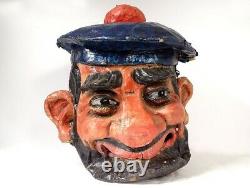 Large Carnival Head Mask Paper Mâché Marine Character 19th Century
