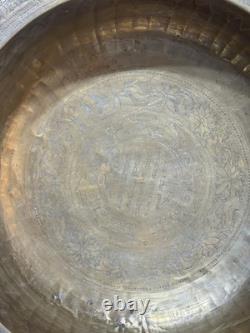 Large Copper Basin Indochina 19th Century THO Symbol/Peach Blossoms