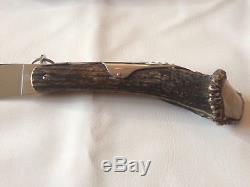 Large Hunting Knife Jacques Mongin 2 Pieces Antler Crown