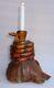 Large Monoxyle Candlestick With Snake 19th Century Folk Art