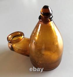 Large Orange Blown Glass Bird Bath, 19th Century
