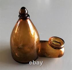 Large Orange Blown Glass Bird Bath, 19th Century