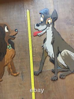 Large Painted Wooden Panel Walt Disney 1970 Popular Belle and the Tramp