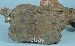 Large Parement Ancient Singha Lion Buddhist Temple Bali Carved Wood 19th Deco