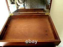 Large Rare Wooden Box Jewelry Box Psyched Vintage Decorative Glass Mirror Drawer