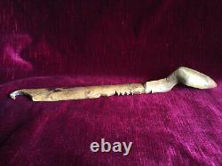 Large Spoon Of Carved Fruit Wood Art Populaire 19th