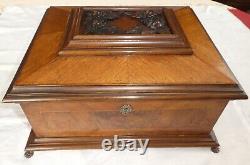 Large Wooden Inlaid Flower Sculpted Jewelry Box