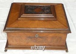 Large Wooden Inlaid Flower Sculpted Jewelry Box