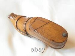 Large Wooden Tabatière -femme 19th- Wood Carved Snuff Box