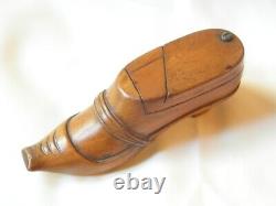 Large Wooden Tabatière -femme 19th- Wood Carved Snuff Box