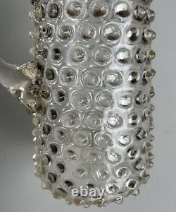 Large blown glass water pitcher with cabochons 19th century