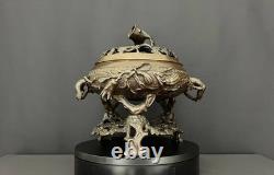 Large bronze incense burner Asia Openwork floral decoration