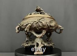 Large bronze incense burner Asia Openwork plant decoration