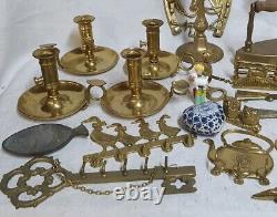 Large lot of antique bronze, copper, brass, and porcelain items