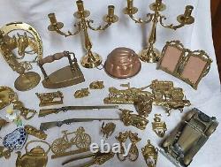 Large lot of antique bronze, copper, brass, and porcelain items