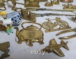 Large lot of antique bronze, copper, brass, and porcelain items