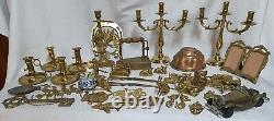 Large lot of antique bronze, copper, brass, and porcelain items