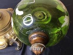 Large oil lamp, bronze and onyx spinning top with enameled decoration
