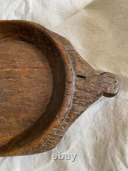 Large one-piece platter with ears, folk art, 19th century