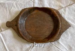 Large one-piece platter with ears, folk art, 19th century