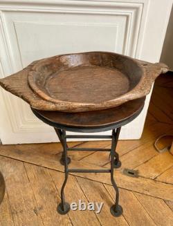 Large one-piece platter with ears, folk art, 19th century