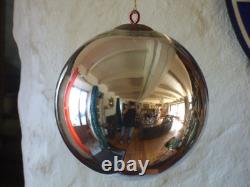 Large silver antique Christmas ornament, mercury glass, eglomisé, pardon ball
