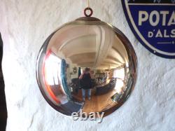 Large silver antique Christmas ornament, mercury glass, eglomisé, pardon ball