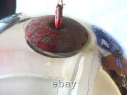 Large silver antique Christmas ornament, mercury glass, eglomisé, pardon ball