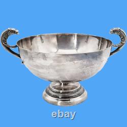 Large silver wedding cup with fish mouth antique chalice