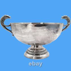 Large silver wedding cup with fish mouth antique chalice