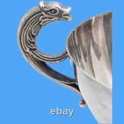 Large silver wedding cup with fish mouth antique chalice