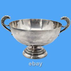 Large silver wedding cup with fish mouth antique chalice