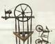 Large Wool Spinning Wheel And Its Miniature, 19th-century Folk Art