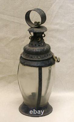 Late 18th century tin and blown glass lantern Folk Art