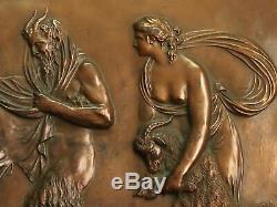 Lead Copper Plate Art Scene 19th Mythological Satyr Sacrifice Of Wildlife