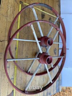 Lot 2 Beautiful wheel of old agricultural machine Agricultural Tool / Plow 1900