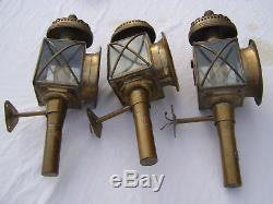 Lot Of 3 Lanterns R. T. D Calèche / Fiacre Ancient Electrified (perfect Condition)